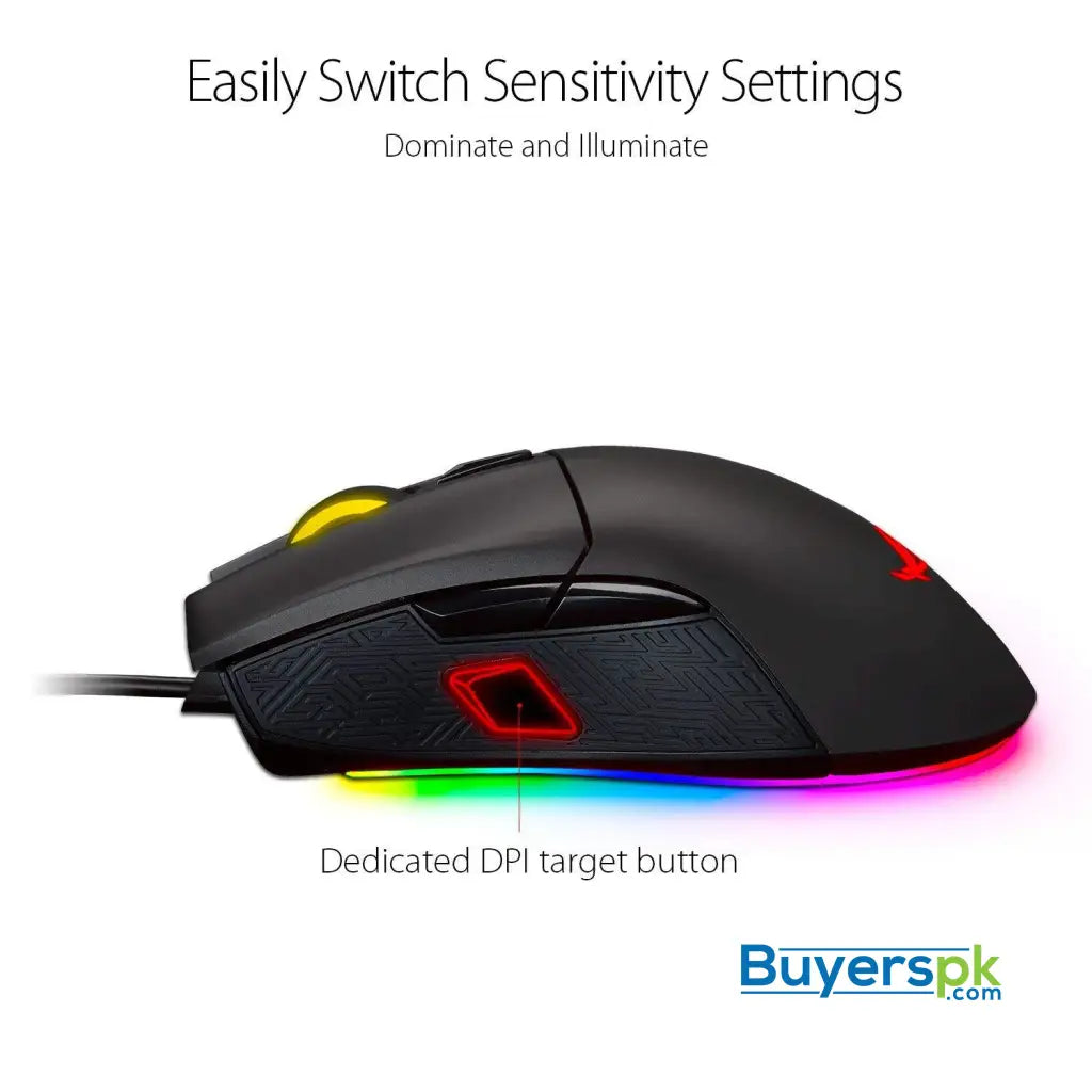 ASUS ROG Gladius II Aura Sync USB Wired Optical Ergonomic Gaming Mouse with DPI Target Button (12000 DPI) - ROG Gladius II - Mouse ASUS ROG Gladius II Aura Sync USB Wired Optical Ergonomic Gaming Mouse with DPI Target Button (12000 DPI) - ROG Gladius II - Mouse